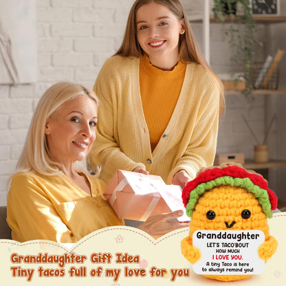 Granddaughter Gifts from Grandma, Teen Girls Kids Easter Basket Stuffers Year Old Age Teenage Gift Granddaughter Birthday Graduation Confirmation Christmas Valentines Handmade Crochet Taco Gifts