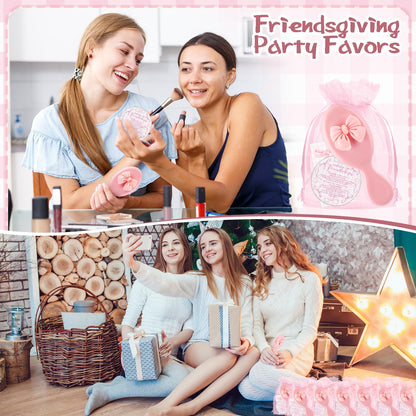 Mimorou 20 Sets Friendship Gifts Bulk Coquette Bow Hairbrushes Mirrors Cards with Bags for Galentines Party Favors Girls Trip Weekend Bachelorette Pink Friends Gifts
