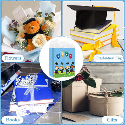 PETCEE Kindergarten Graduation Gift Bags 2026 - Pre K Preschool Graduation Bags with Tissue Paper Class of 2026 Grads Wrapping Paper Gift Bags for Kids Girls Boys Daughter Son Party Favors