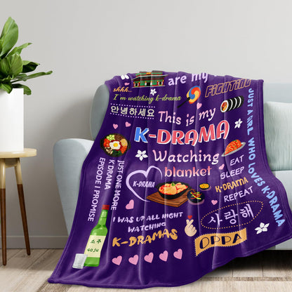 Korean Drama Gifts, K-Drama Blanket, Kpop Gifts, K Drama Gifts for Women - Purple - 50"X60"