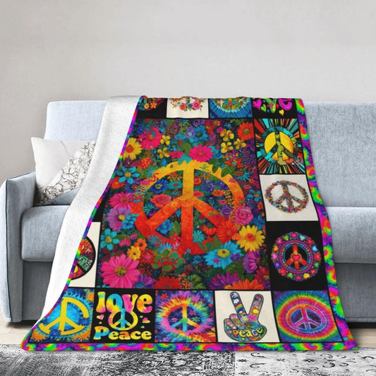 Peace Throw Blanket Soft Cozy Warm Blanket Women Men 60"X50" Throw for Couch Bedroom Home Decor