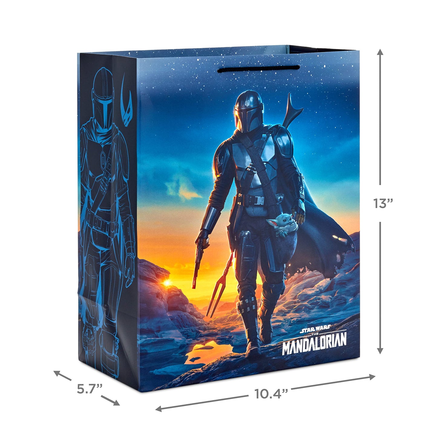 Hallmark Star Wars The Mandalorian 13" Large Gift Bag Bundle (3 Bags: Baby Yoda, The Mandalorian, Grogu) for Birthdays, Christmas, Father's Day, May the 4th