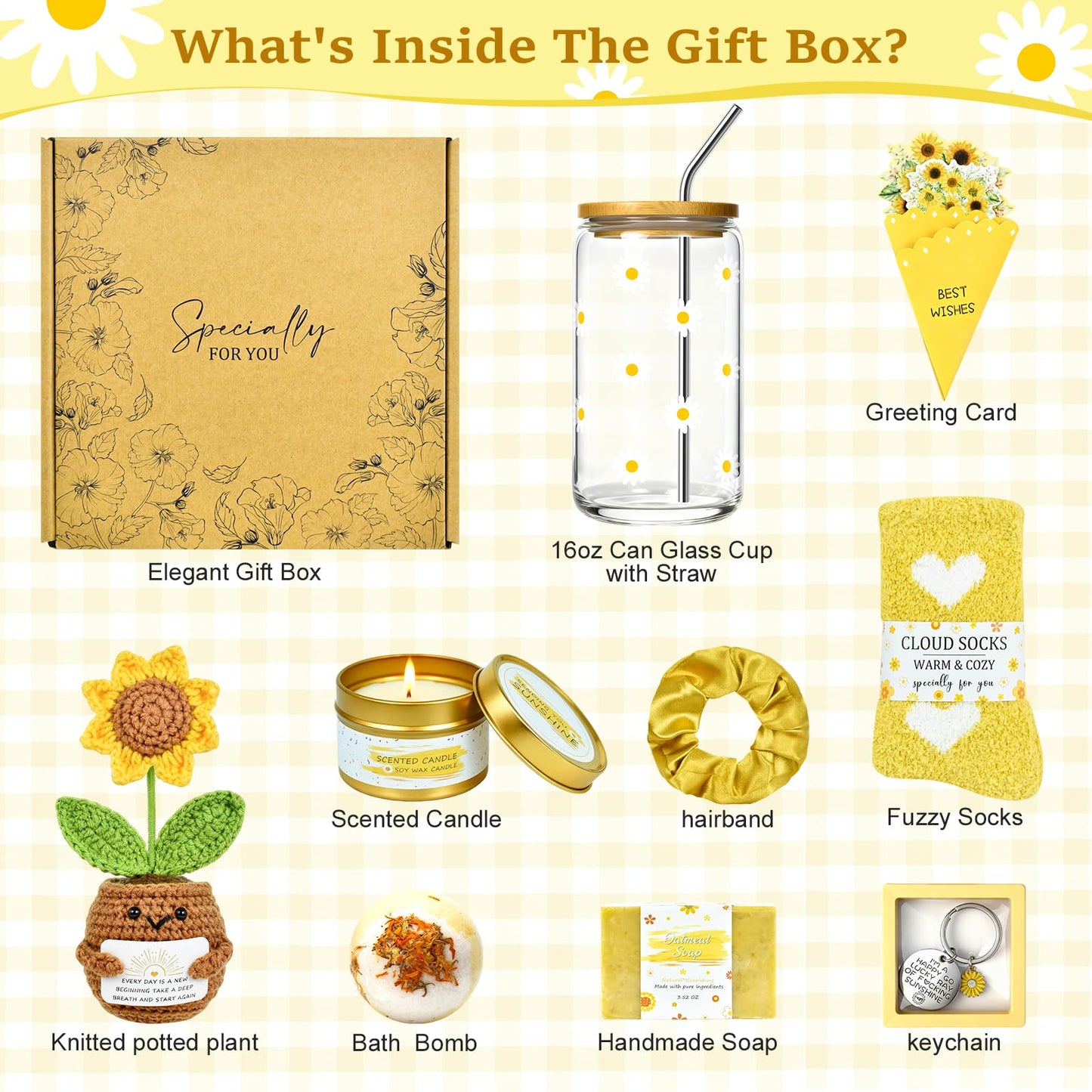 Get Well Soon Gifts Baskets for Women, Unique Birthday Gifts for Women Her Mom Friend Teacher, Sending Sunshine Gift Sunflower Gift, Thinking of You Care Package