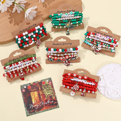 36 Pcs Holiday Heishi Surfer Bracelets for Women Bulk Easter Mother's Day Christmas St. Patrick's Day Mardi Gras Bracelet Stackable Stretch Friendship Bracelets Set