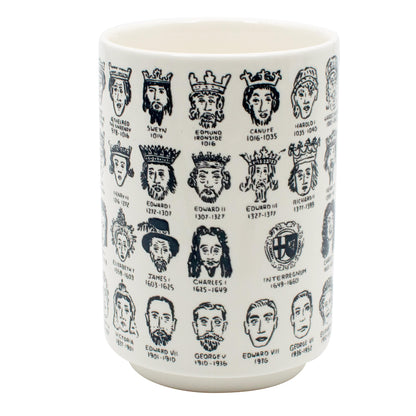The Unemployed Philosophers Guild It's Hard to Get a Handle on English Monarchs - Porcelain Tea Cup Imprinted with Kings and Queens of England, Comes in a Fun Box, 9 oz