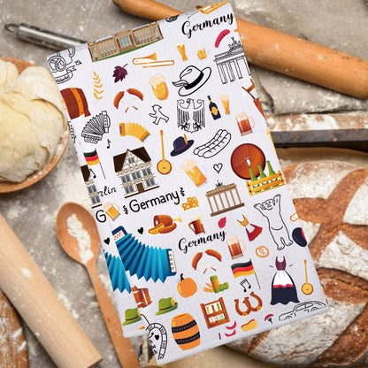JNIAP Germany Kitchen Towel German Dish Towel Germany Themed Gifts Germany Housewarming Gift German Kitchen Decor (German KT)