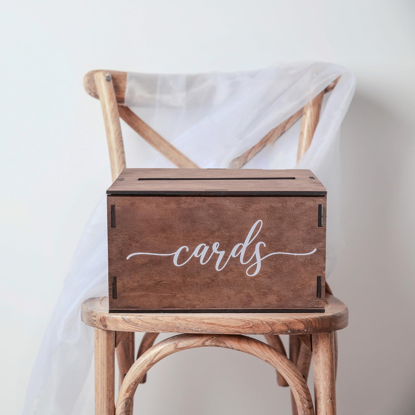 Wooden Wedding Card Box with Slot and Lid | Graduation Card Box for Party 2026 | Grad Gift Money Envelope Holder for Reception, Bridal Shower, Birthday, Retirement | Rustic Keepsake Decorations