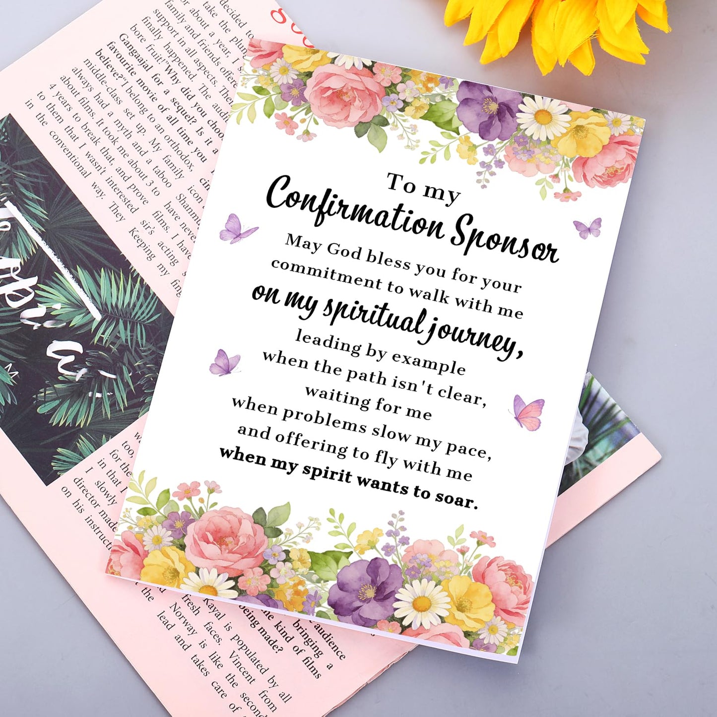 Confirmation Sponsor Card, Confirmation Sponsor Gifts for Women Godmother, Christian Thank You Card from Godchild Girls, Catholic Appreciation Cards for Sponsors Spiritual Mentor