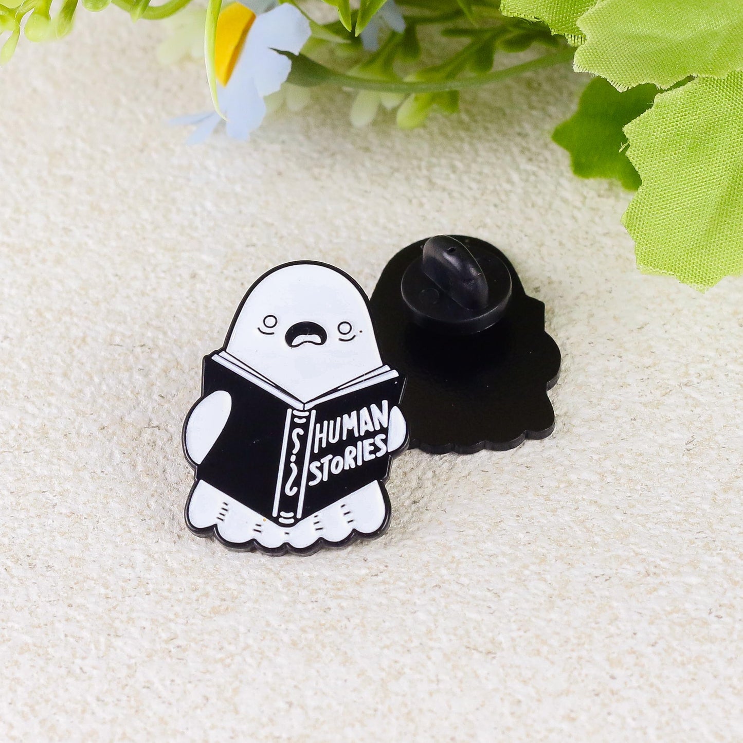 Human Stories Funny Ghost Enamel Pin, Boo Meme Pin Brooches, Spooky Season Gift For Goth Friend Sassy Girl Woman, Internet Dark Humor Quote Brooches, Halloween Vibes Lapel Badge, Boo Crew Accessories