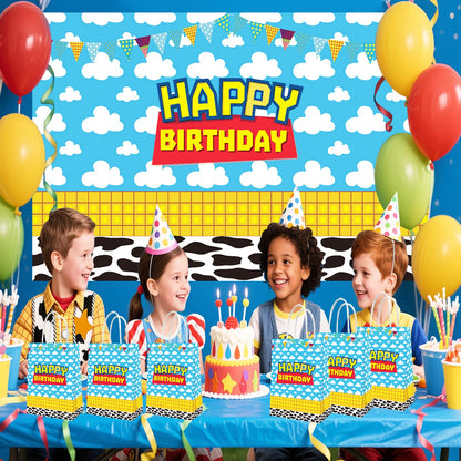 Eleventheart 20 Pcs Cartoon Birthday Decorations Blue Sky White Cloud Toy Theme Gift Bags for Boys and Girls kid party Supplies