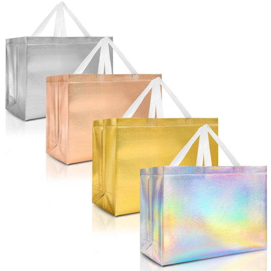 Nush Nush Mix Color Extra Large Gift Bags – Set of 12 Assorted Color Reusable Extra Large Gift Bags with Handles - Perfect XL Goody Bag For Birthday Parties, Christmas, Thanksgiving – 15.5W x 6D x 12H