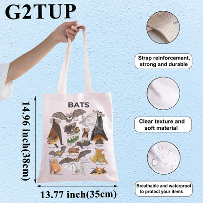 G2TUP Funny Bats Species Tote Bag Bat Lovers Gifts Bat Themed Shopping Grocery Bag Bats Animal Merchandise