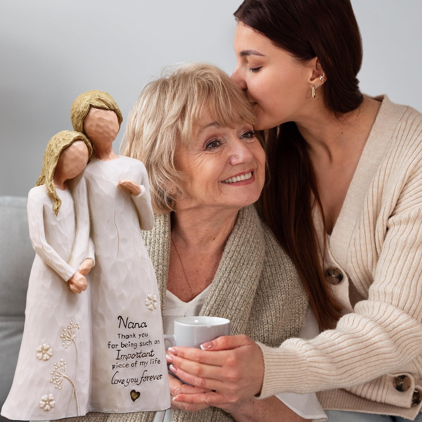 Nana Gifts, Birthday Gifts for Nana from Granddaughter, Grandma Gift for Birthday Christmas Mothers Day,Grandmother Granddaughter Embrace Hand-Painted Resin Figurine