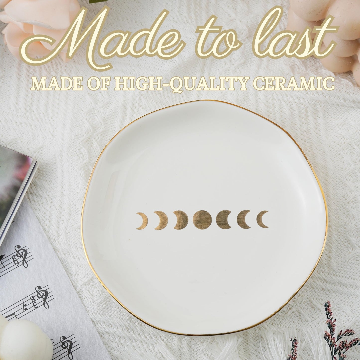 InnoBeta Witchy Gifts for Women, Moon Gifts Ceramic Jewelry Tray Decorative Trinket Dish for Rings Earrings Necklaces Bracelet Watch Keys