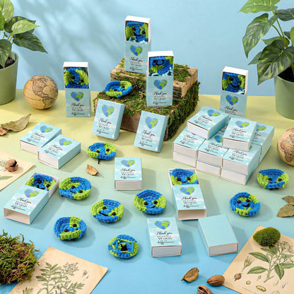 Wettarn 36 Sets Earth Day Gifts Pocket Hug Token Bulk Crocheted Earth with Box Encourage Positive World Environment Day Supplies Reduce Reuse Recycle Gifts for Women Friend Employees
