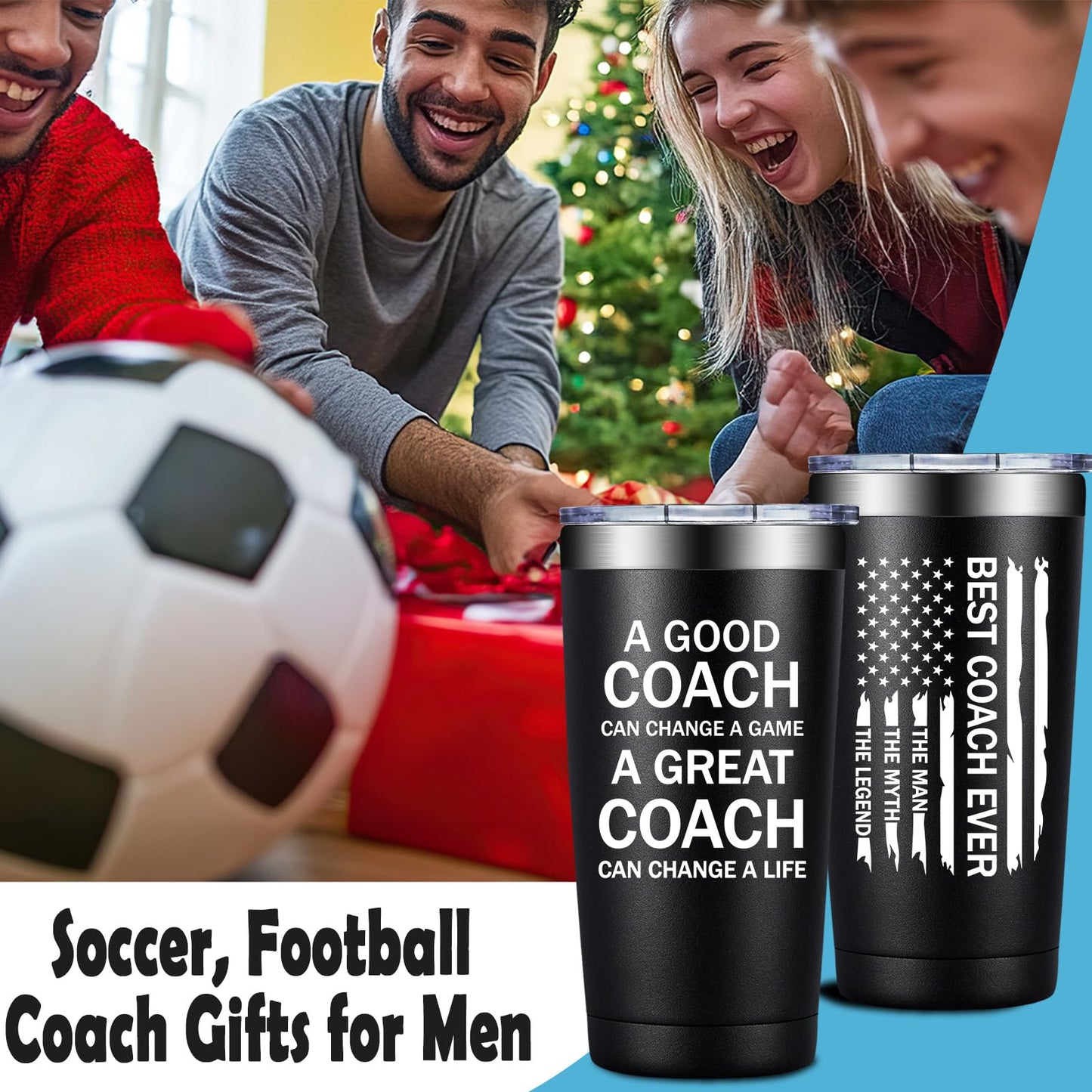 Grifarny Coach Gifts for Men - Basketball, Soccer, Football, Baseball, Softball, Gymnastics, Dance, Swim, Coaches Gifts - Best Coach Ever Tumbler Cup 20 oz