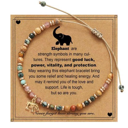 Pavolini Elephant Gifts for Women, Mother’s Day Gifts for Mom, Inspirational Bracelet, Natural Healing Stone Elephant Bracelet, New Beginnings Gift, Friendship Gift for Women