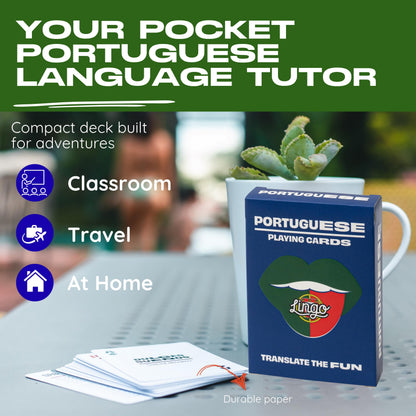 Portuguese Lingo Playing Cards | Travel Flashcards | Learn Portuguese Vocabulary in A Fun & Easy Way | 52 Essential Translations