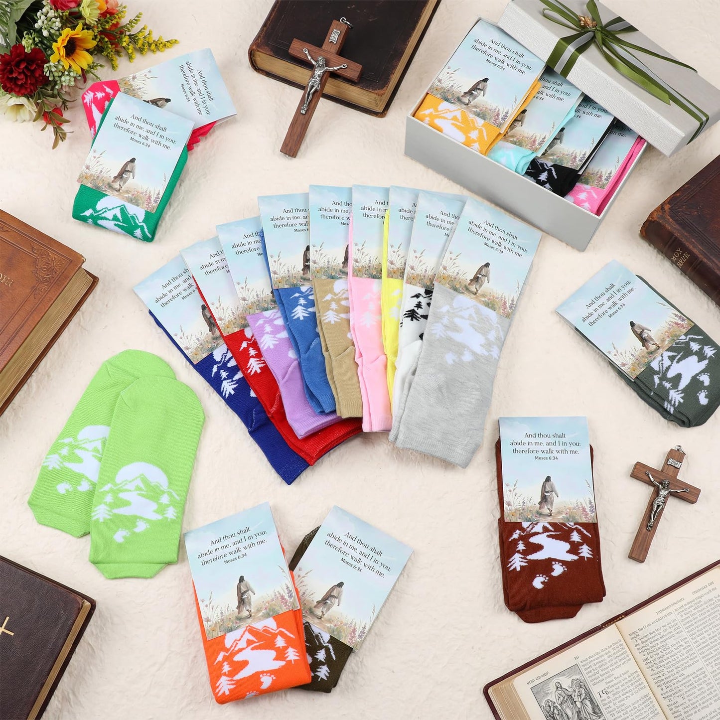 Janmercy Lds Sock Bulk Mormon Walk Me Christian 2026 Yw Theme Gift Set for Church Youth Groups Sister Missionary Young Women