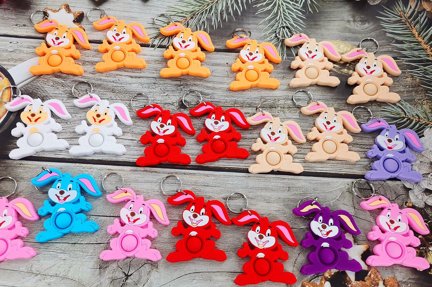 20 Easter Rabbit Fidget Pop Gifts Prizes for Kindergarten Kids,Bulk Mini Bunny Birthday Graduation Summer Party Favors for Classroom Students