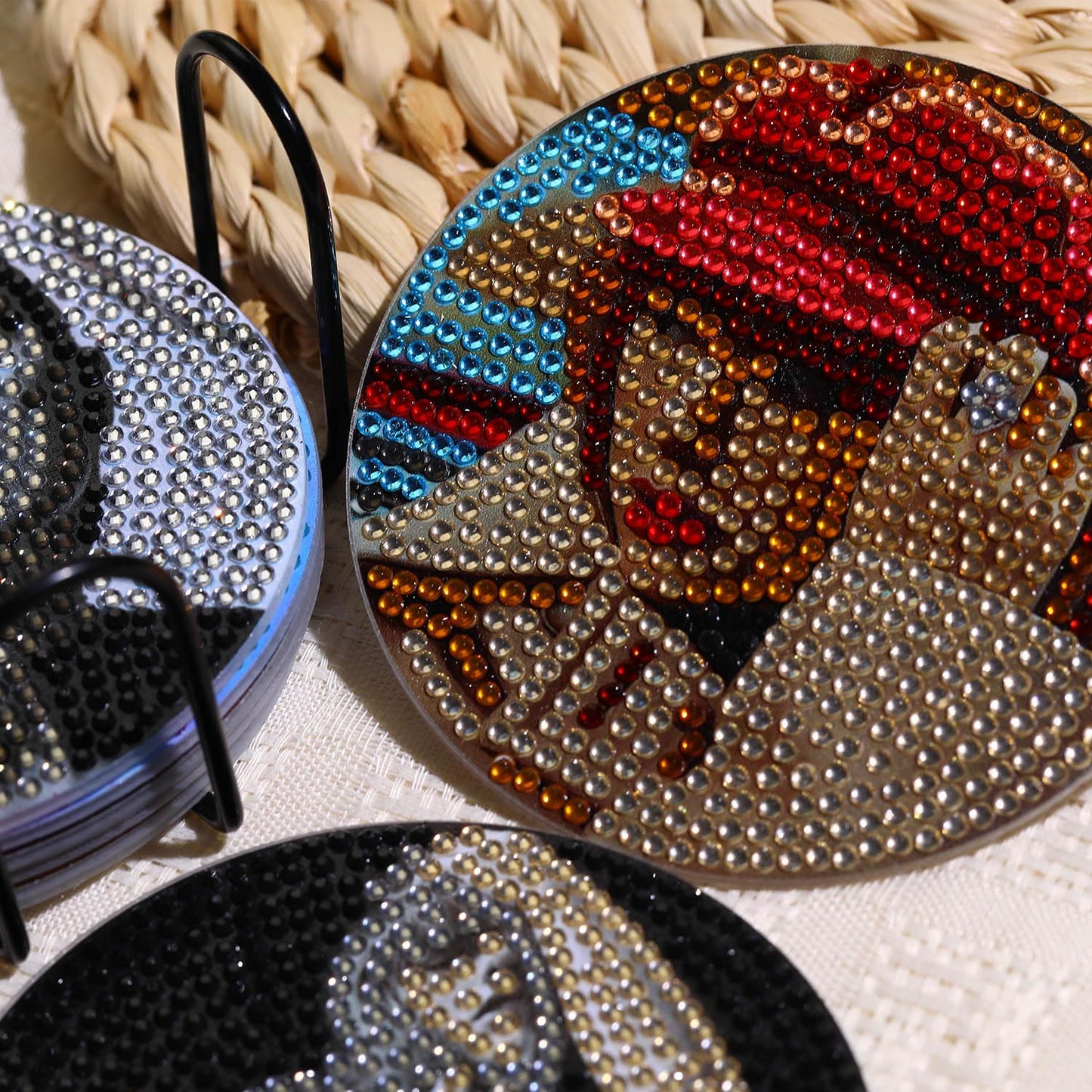 8 PCS Singer Diamond Art Coasters Kits, Pop Star Diamond Painting Coasters with Holder Set of 8, DIY Drink Coasters Art Crafts Supplies for Adults Cup Mat for Home Decor House Warming Gifts Non-Slip