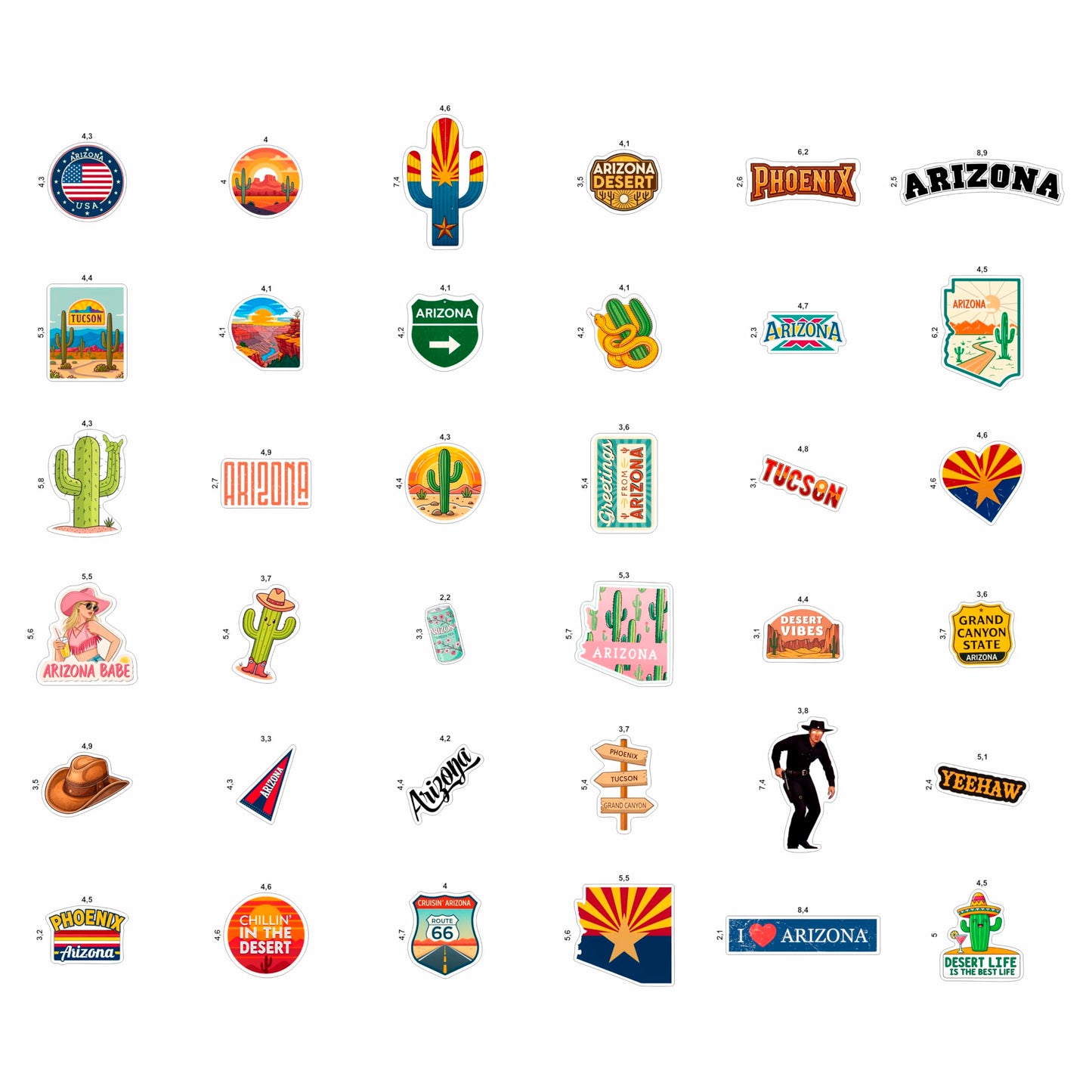 100Pcs Arizona Stickers Small for Water Bottle, Laptops, for Luggage - Arizona Gifts and Souvenirs, Party Supplies - Gift for Women & Men