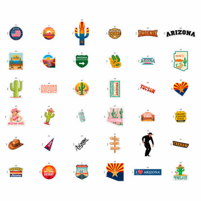 100Pcs Arizona Stickers Small for Water Bottle, Laptops, for Luggage - Arizona Gifts and Souvenirs, Party Supplies - Gift for Women & Men