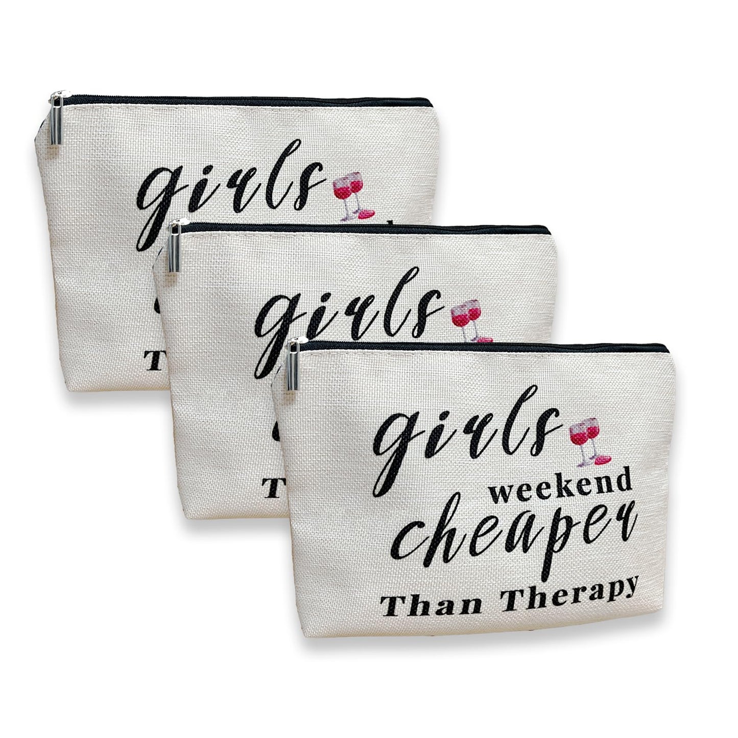 3 Pcs Girls Weekend Gift Travel Makeup Bag, Bestie Gift, Girls Weekend Gifts, for Best Friends Travel Gifts, Christmas Graduation Wedding Birthday Gift for Travel Toiletry Pouch