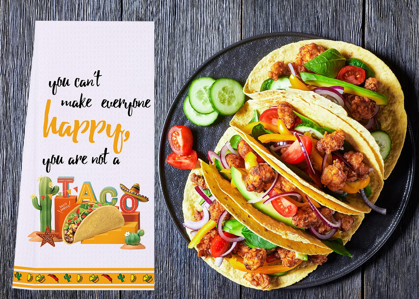 LXOMILL Taco Decorative Dish Towels, Funny Kitchen Accessories, Cinco De Mayo Decor, Housewarming Gift