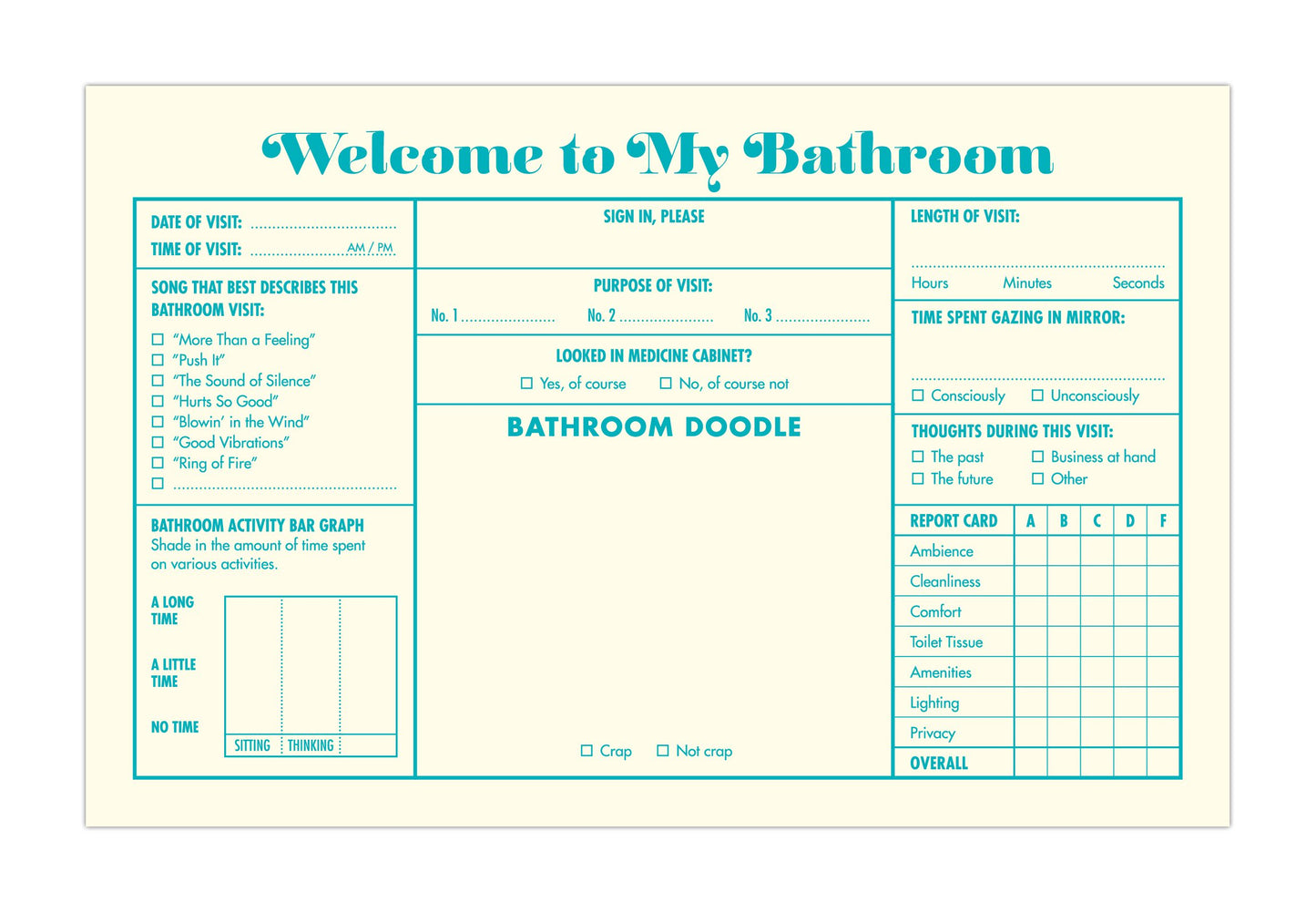 Knock Knock Bathroom Guest Book, Funny Guest Bathroom Book & Gift for Adults, Fill-in-the-Blank Book, 112 Pages