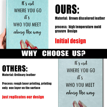 JOHSBYD Wizard Inspirational Gifts Journal Notebook It's Not Where You Go Leather Notebook Inspired Gifts Cosplay Dorothy Notebook Gifts for Fans Collectors Friends(It's Not Where You Go)
