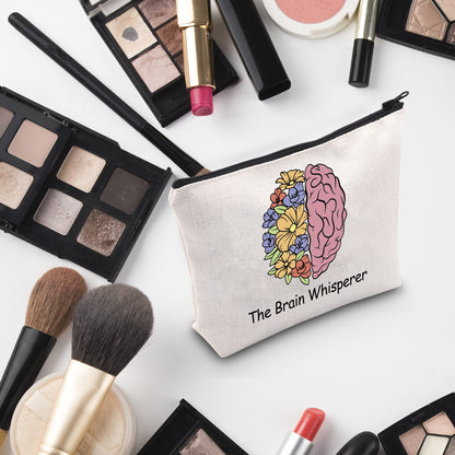 G2TUP Neuroscience Gift The Brain Whisperer Makeup Bag Neuroscience Cosmetic Bag Neuroscientist Science Gift Neurology Nurse Zipper Travel Pouch (The Brain Whisperer White Bag)