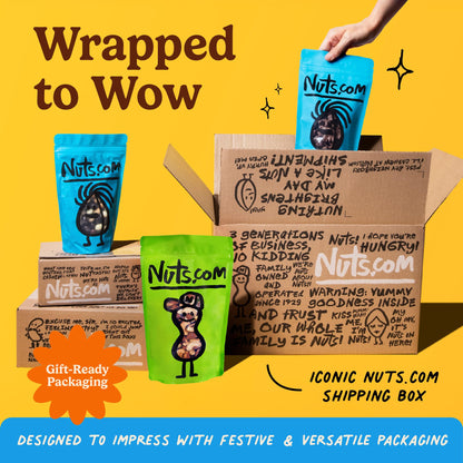 Nuts.com - Nuts and Dried Fruits Snack Box – Gourmet Mix Assortment for Father's Day & Festive Gifts – Package Includes Mixed Nuts, Dried Apricots & Fruits, Trail Mix, Heat Mix and Apple Pie Crunch