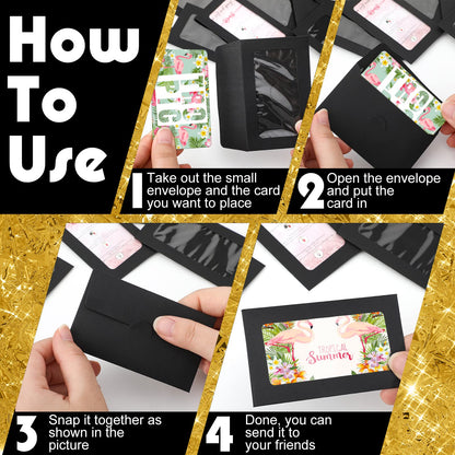 Geyee 500 Pcs Window Gift Card Envelopes 3. 9 x 2. 4'' Sleeves Credit Card Size Blank Business Invitation Envelopes for Wedding Graduation Party Gifts(Black)