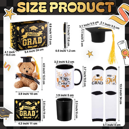 Tenceur 2026 Graduation Gift Set for Him Her Congrats Favor Basket Grad Box Bear Sock Bracelet Mini Graduation Hat for School(Black)