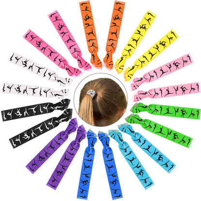 BBTO 20 Pieces Girls Gymnastics Hair Ties Gymnastic Hair Bands Accessories Stuff Ribbon Ponytail Holders No Crease Sport for Christmas Women Team Gifts(Classic Colors)