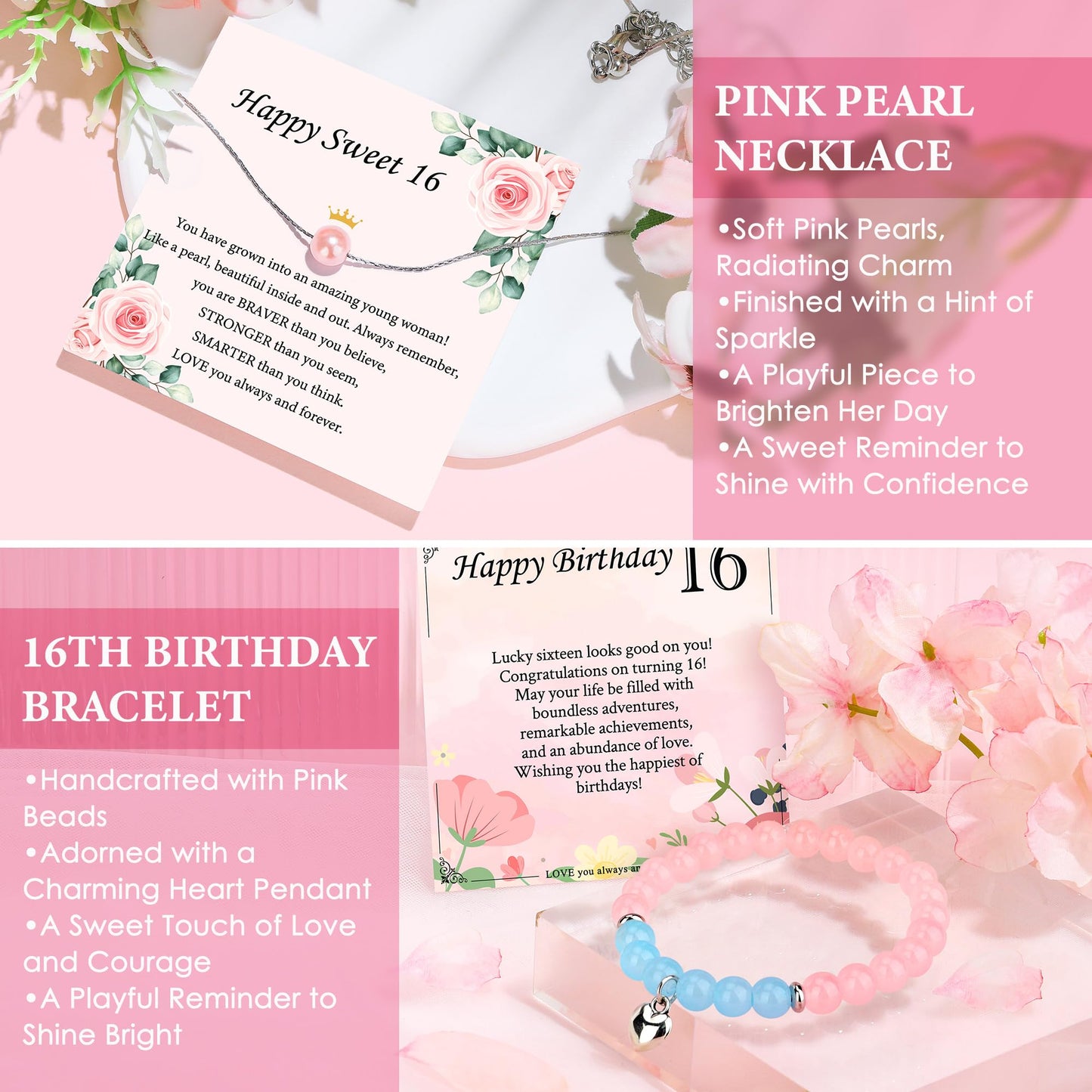 Sweet 16 Gifts for Girls Happy 16th Birthday Gifts for Girls Sweet Sixteen Gift for 16 Year Old Girl Trendy 2026 Pink 16 Year Old Girl Birthday Gift Ideas 16th Decoration for Granddaughter, Daughter