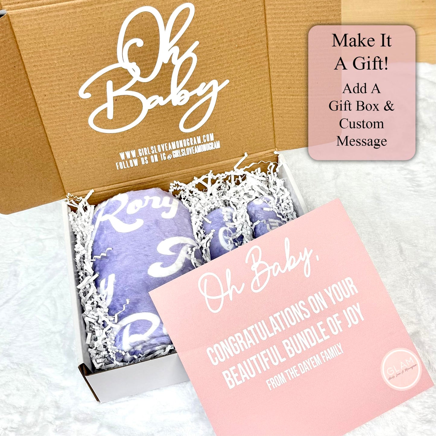 Girls Love A Monogram Ships Next Day- Blue Personalized Baby Blankets for Boys with Name - Printed in America - Personalized Custom Baby Blanket - Customized Baby Girl Blankets