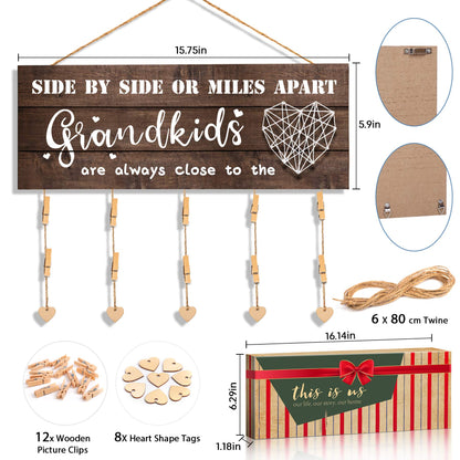 GEMTEND Grandma Gifts Nana Photo Holder, Gifts for Grandmother Present from Granddaughter and Grandson, Clips and Twine for Photo Hanging, Grandkids Photo Frame for The Best Grammy Ever Gift