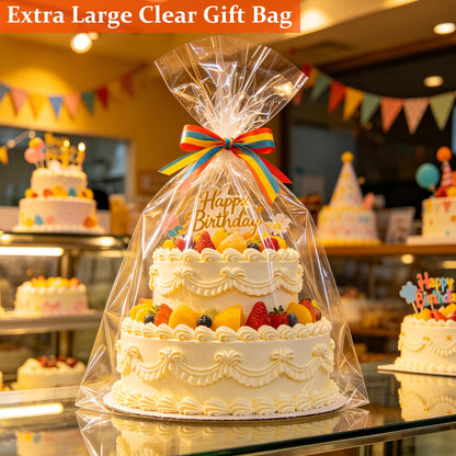 SYOGUA 10 Pack Extra Large Cellophane Bags, 40 x 55 inch, 3 Mil Thicker Clear Gift Bags for Baskets Wrapping Plastic, Jumbo Huge Clear Cellophane Wrap Gift Basket Bag