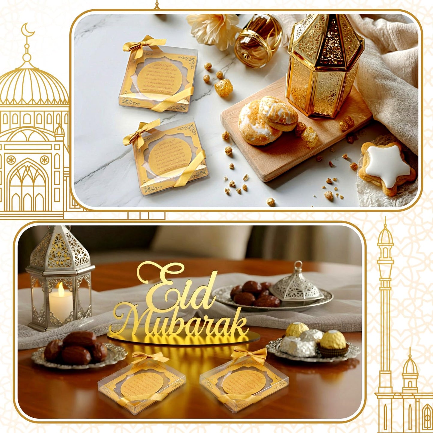 Xuhal 16 Sets Eid Magnets for Guests DIY Ramadan Eid Mubarak Gifts Bulk Acrylic Soft Fridge Magnetic Stickers Decoration for Refrigerator Muslim Islamic Wedding Birthday Party Favors