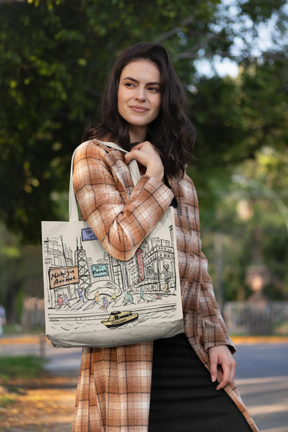 Cities Around the World Artwork Tote Bag Series- Designed in the USA, 17"x14", Double Sided Print, Souvenir & Gift