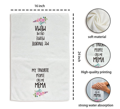 Mema Gifts Kitchen Towels, Gifts for Mema Hand Towels, MemaGrandma Christmas Dish Towels TeaTowels for Kitchen, MemaGrandmaGifts from Grandkids, 16x24inch