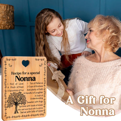 Nonna Gifts - "Recipe for a Special Nonna" Gifts for Nonna Cutting Board Set, Bamboo-Made Engraved Utensil Set Nonna Gifts for Grandma Cutting Board, Mothers Day Gifts for Nonna.