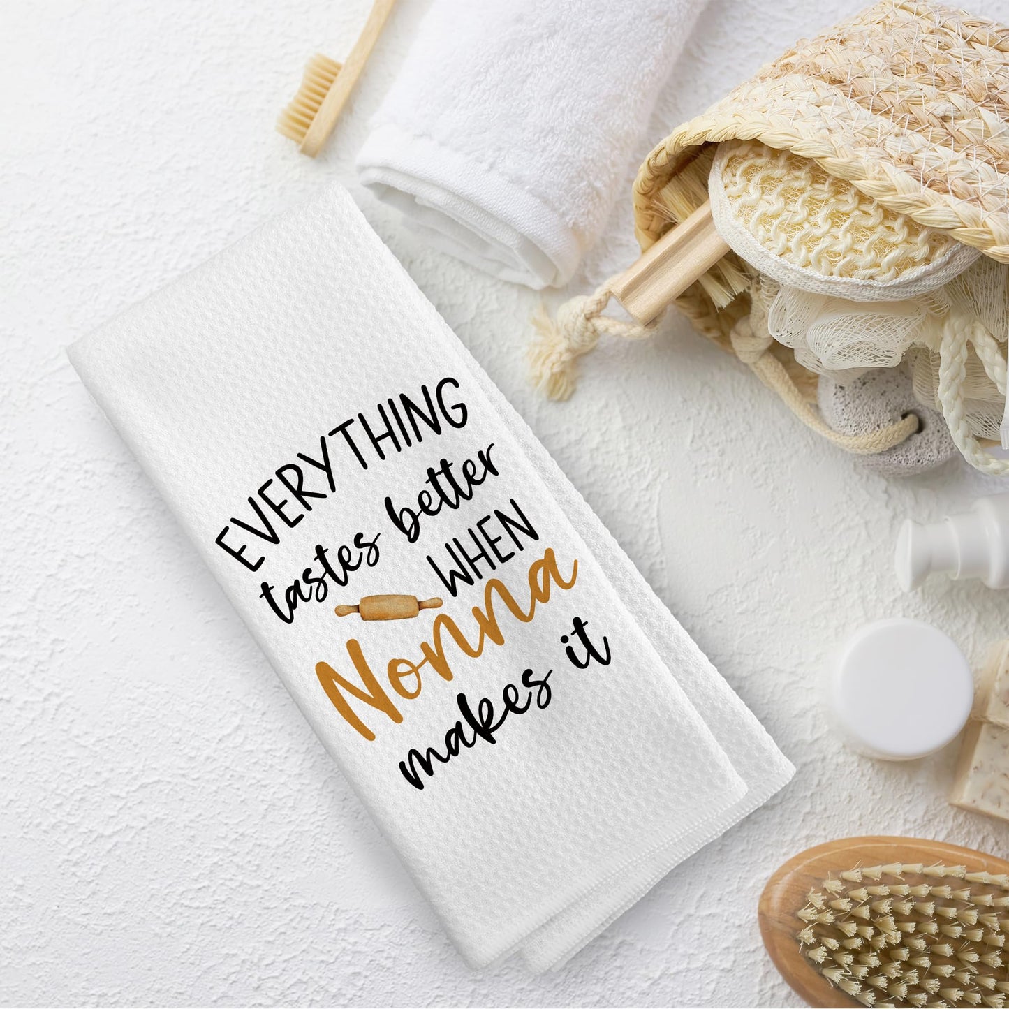 Nonna Gifts Kitchen Towels Grandma Gifts from Grandchildren, Grandma Gift for Mothers Day Dish Towel Dishcloth 16x24 Inches, Grandmother Gift Decorative Absorbent Hand Tea Towels Decor