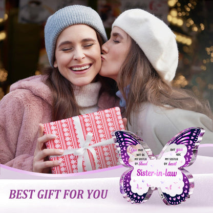 Sister In Law Gifts, Gifts for Sister In Law, Birthdays Mothers Day Thanksgiving Christmas - Butterfly 5x3.8 IN Acrylic Decorative Plaques