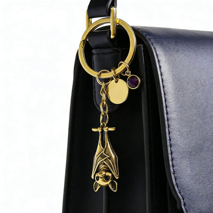 Bat Keychain For Women, Emotional Support Encourage Gothic Animal Metal Cubic Zirconia Charm Gift Accessories