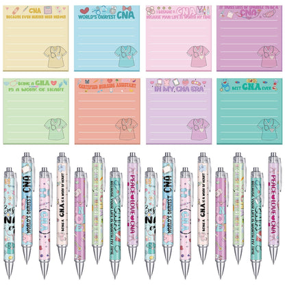 AmazingSpark 24 Sets CNA Week Gifts Certified Nursing Assistant Appreciation Gift Include Funny Ballpoint Pens and Sticky Notes for CNA Rn Nursing Student Graduation Office Essentials Nurse Week Gift