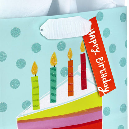 Hallmark 9" Medium Gift Bag with Tissue Paper (Rainbow Cake Slice) for Birthdays
