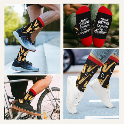 ZAGKOO Gifts for Guitar Players Rock And Roll Music Lovers Saxophone Trombone - Funny Socks for Men Women - Fathers Day Ideas